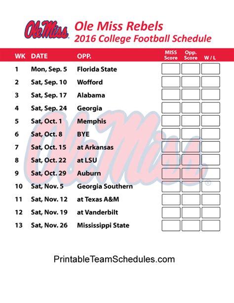 2016 ole miss rebels football schedule